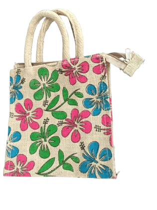 Floral Jute Handbag - Eco-Friendly & Stylish Tote