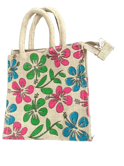 Floral Jute Handbag - Eco-Friendly & Stylish Tote