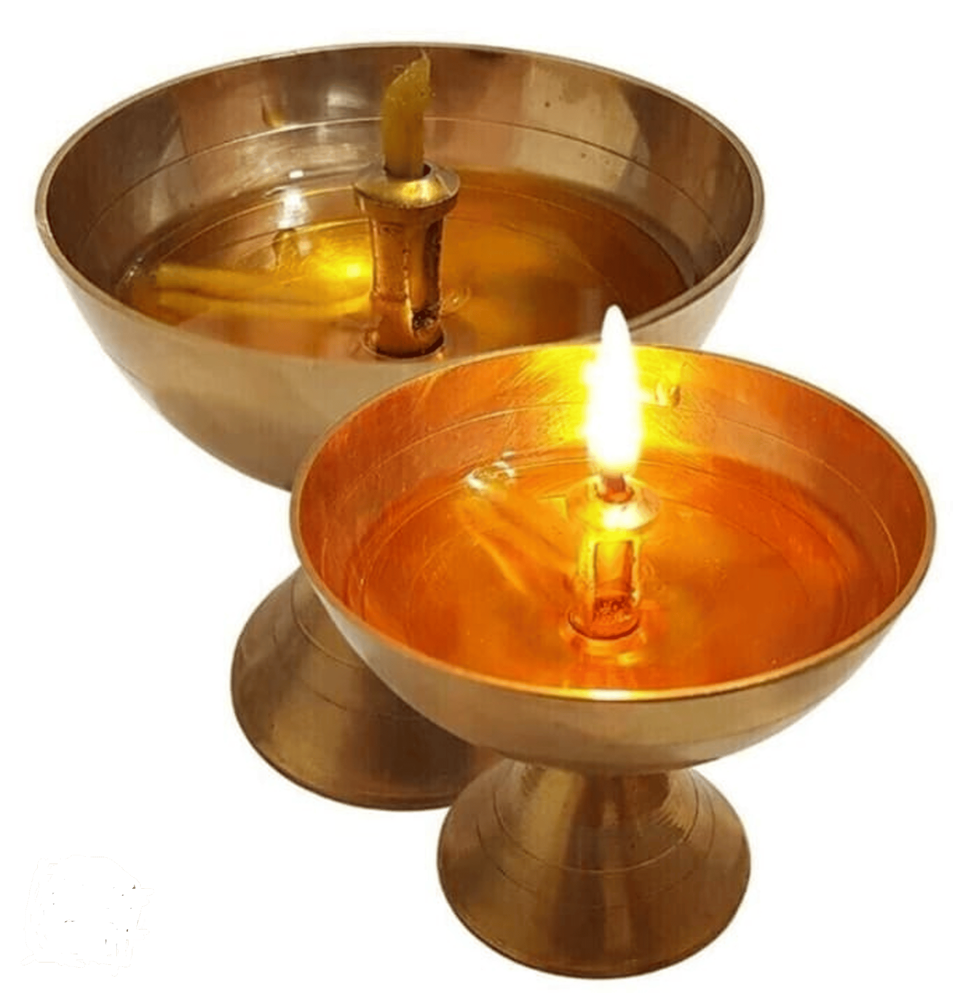 Mii Art Brass Collectible India Brass Diya Oil Puja Lamp Engraved Design Dia with Home Temple Pooja Articles Decor Gifts diye (Size-Large) Pack of 2 Pieces.