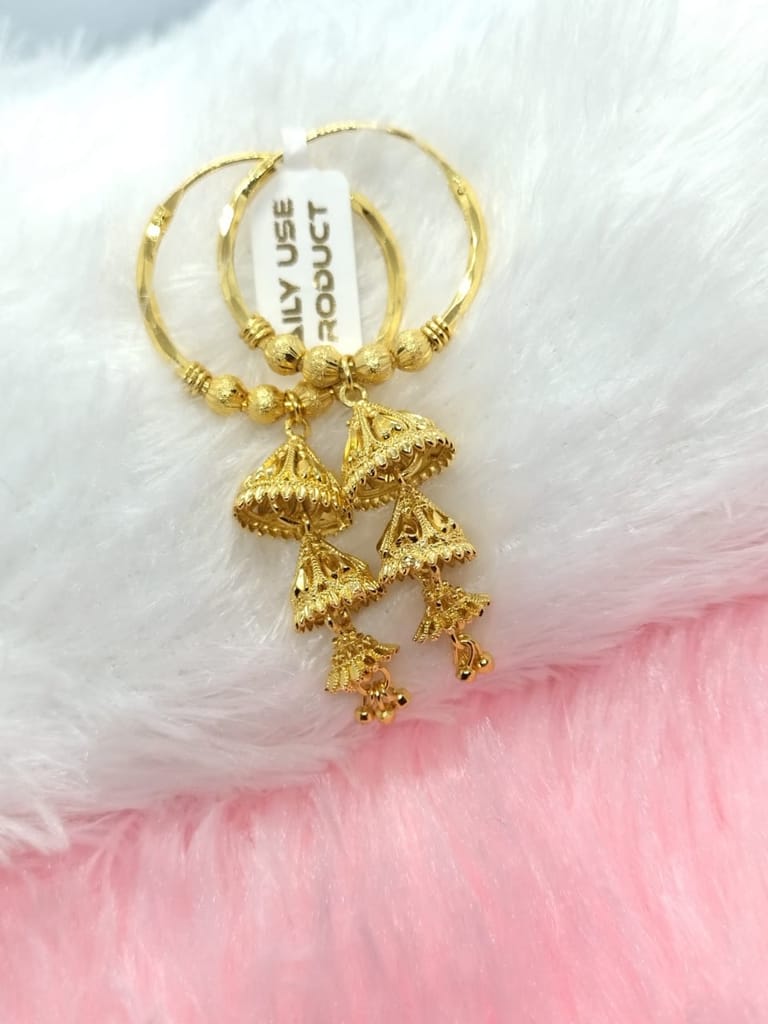 Gold-Plated Traditional Jhumka Bali Earrings – Lightweight Daily & Festive Wear - Earrings | Buy online on ZillyBuy