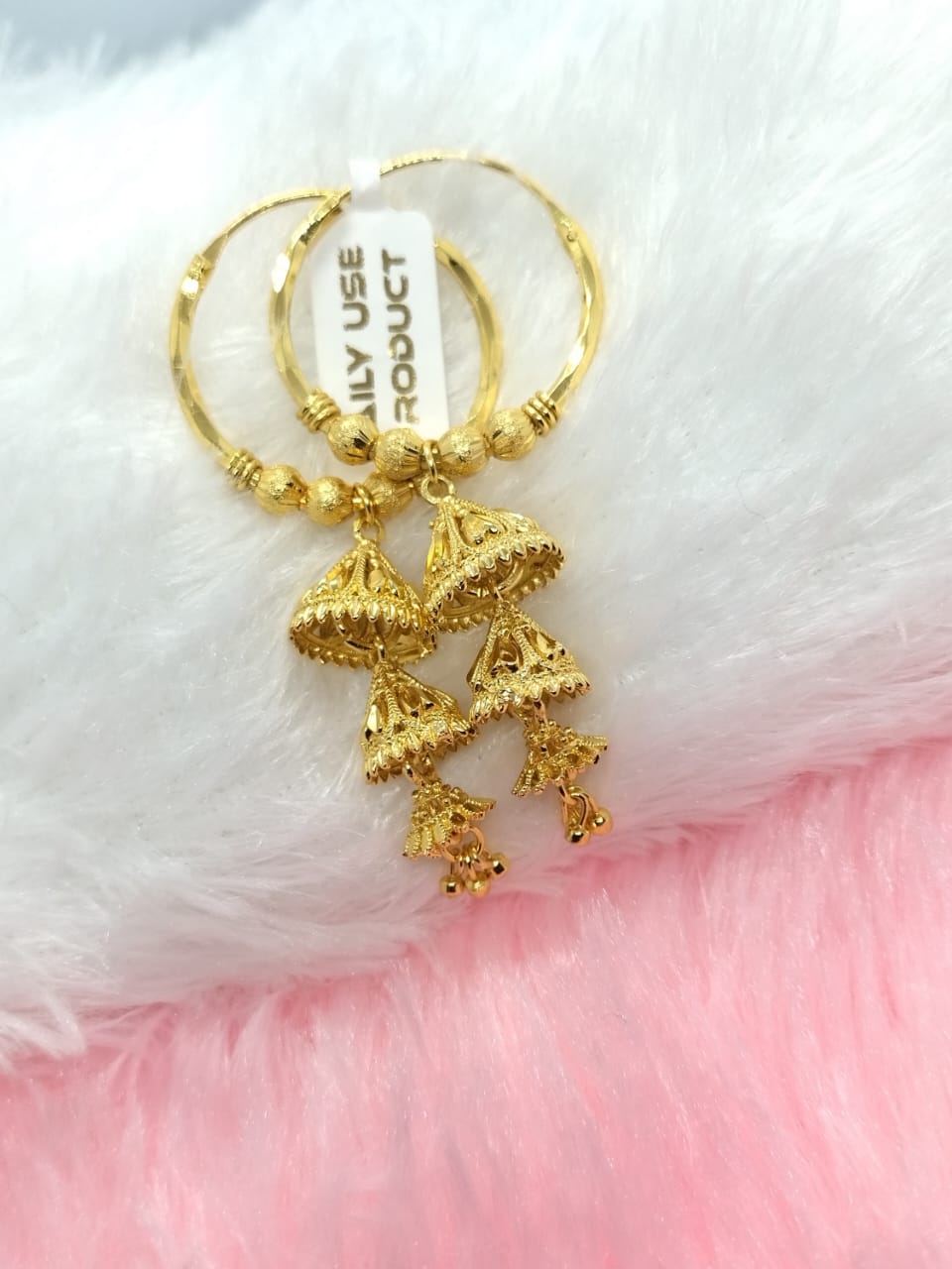 Gold-Plated Traditional Jhumka Bali Earrings – Lightweight Daily & Festive Wear