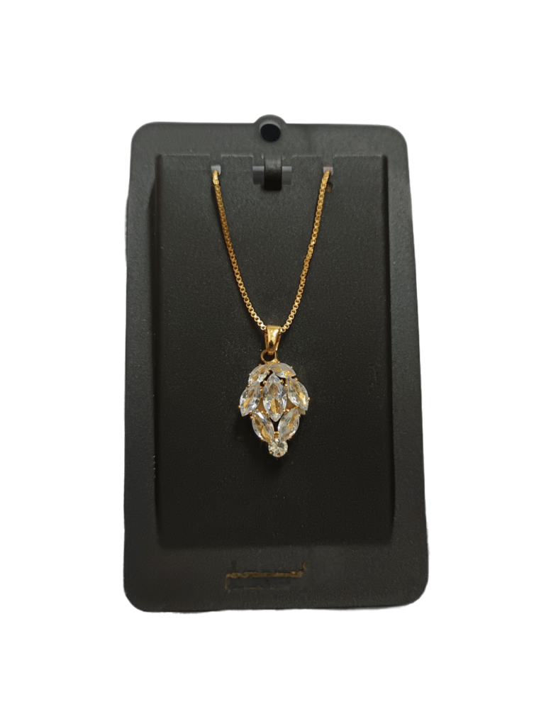 Gold-Plated Floral Pendant CZ Necklace for Women | Lightweight Party Wear Imitation Jewellery | Trendy Gift for Wife
