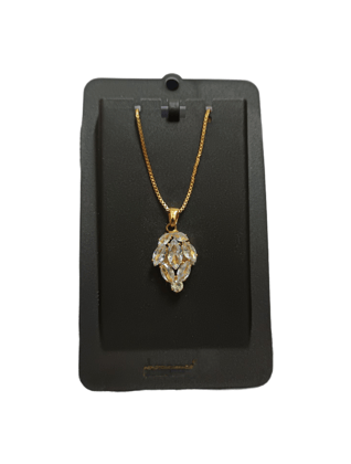 Gold-Plated Floral Pendant CZ Necklace for Women | Lightweight Party Wear Imitation Jewellery | Trendy Gift for Wife