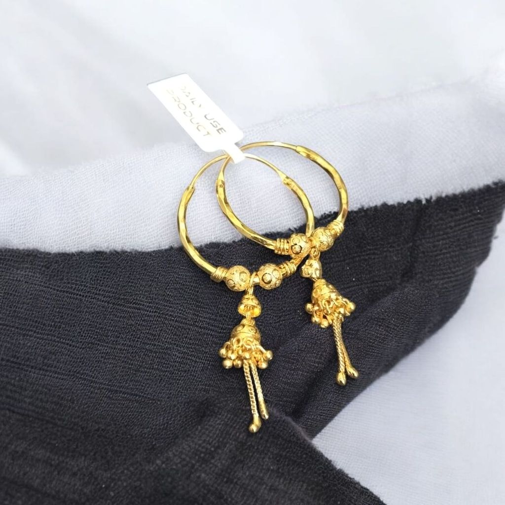 Traditional Gold-Toned Hoop Earrings with Bell Danglers  Ethnic Jhumka Style  Amarji Imitation Jewellery - Earrings | Buy online on ZillyBuy