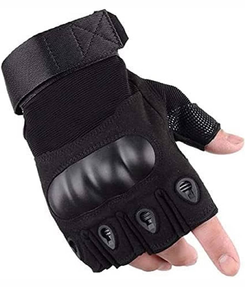 Gjshop Black Nylon Men's Fingerless Gloves ( Pack of 1 )