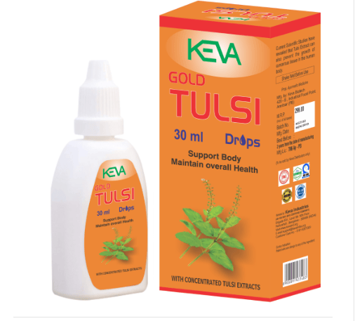 KEVA Gold Tulsi Drops - Concentrated Tulsi Extract for Overall Health, 30 ml