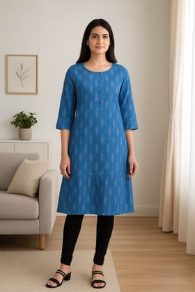 Stylish Blue Ikat Print Kurti Stylish Blue Ikat Print Kurti