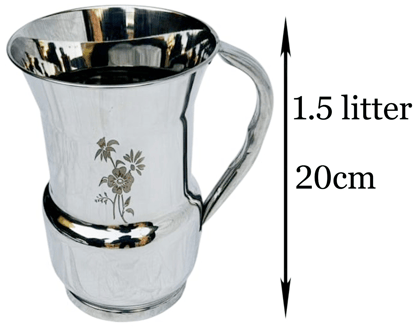 Mii Art Stainless Steel Water Jug| 1.5 Litre Water Pitcher | Serve Jug for Water, Juice & Beverages.home, Rust-Resistant, Durable & Easy to Clean (Size - 20 cm)pack of 1 pcs.