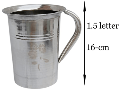 Mii Art Stainless Steel Water Jug| 1.5 Litre Water Pitcher | Serve Jug for Water, Juice & Beverages.home, Rust-Resistant, Durable & Easy to Clean (Size - 16 cm)pack of 1 pcs.