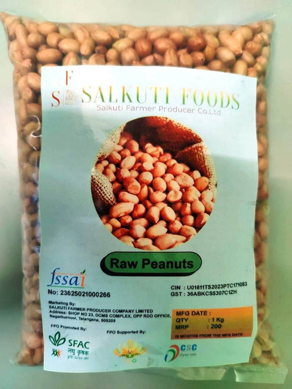 SALKUTI FOODS Premium Raw Peanuts - 1 Kg Pack, Nutrient-Rich & Versatile