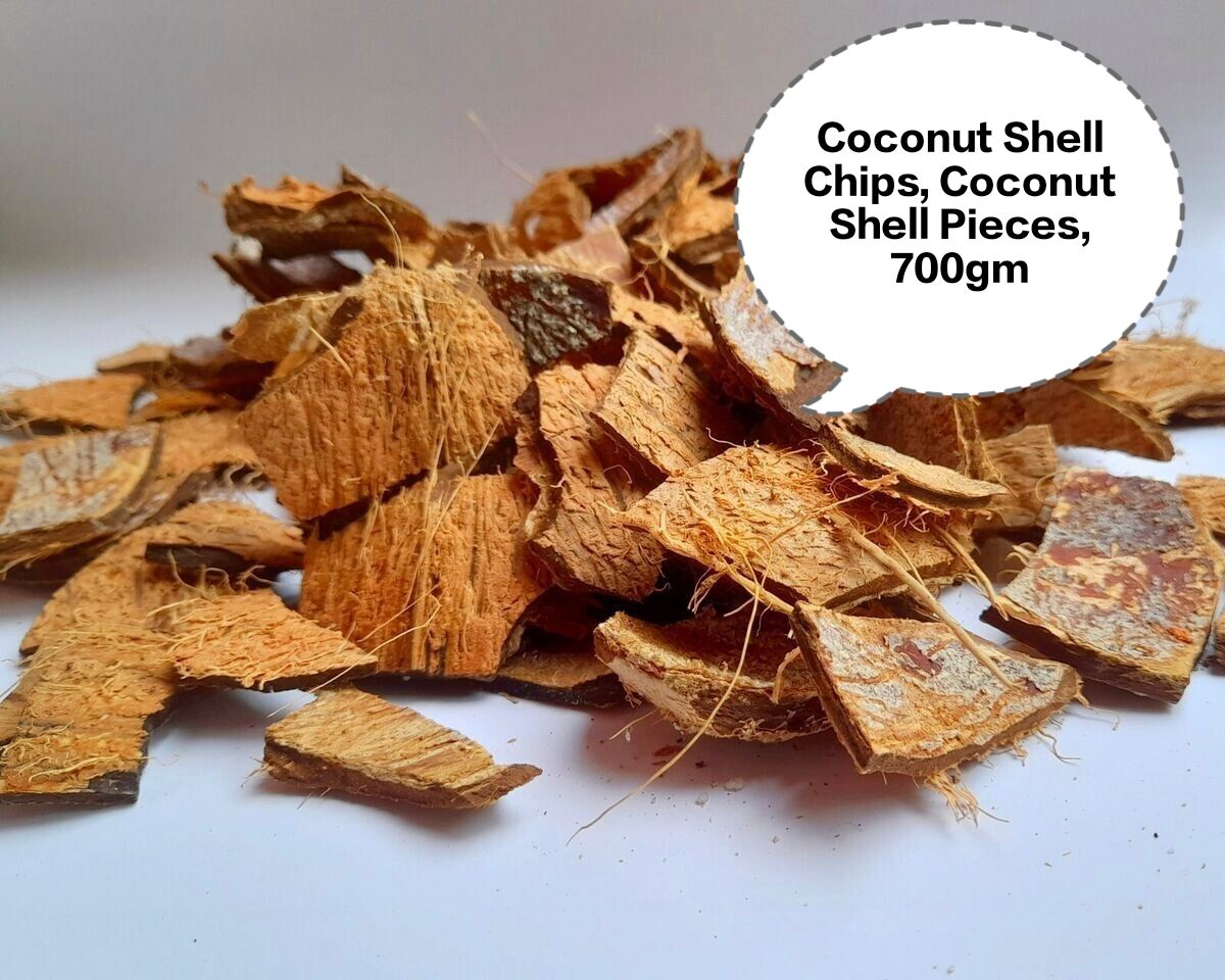 Coconut Shell Chips, Coconut Shell Pieces, Broken Coconut Shells, Copra Shell Chips, Coconut Husk Chips 700gm