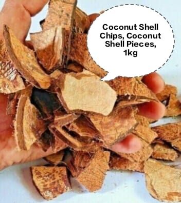 Coconut Shell Chips, Coconut Shell Pieces, Broken Coconut Shells, Copra Shell Chips, Coconut Husk Chips 1kg