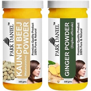 PARK DANIEL Pure & Natural Kaunch Beej Powder & Ginger Powder Combo Pack of 2 Bottles of 100 gm (200 gm ) (200 ml)