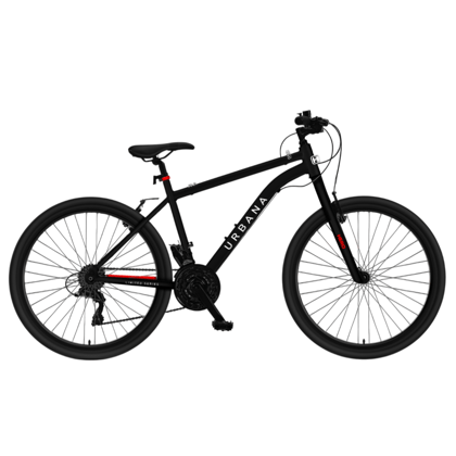 Hero Urbana Revo 26T 21 Speed Alloy Mountain Bicycle for Adults | Black | Front Suspension | V Brake | Alloy Frame : 17.5 Inches | Light-Weight | Rider Height : 5ft 0" - 5ft 8"