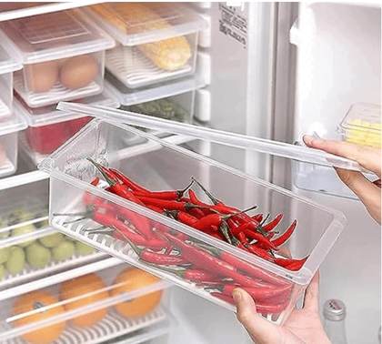 Transparent Refrigerator Organizer Box with Lid (Pack of 6, Clear)