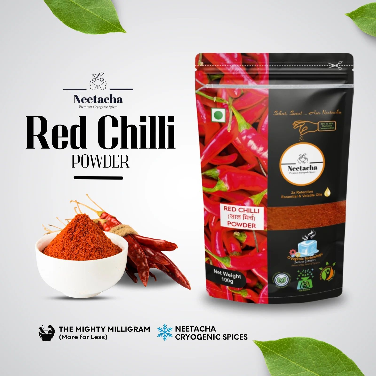 NEETACHA Premium Cryogenic Red Chilli Powder I 50g