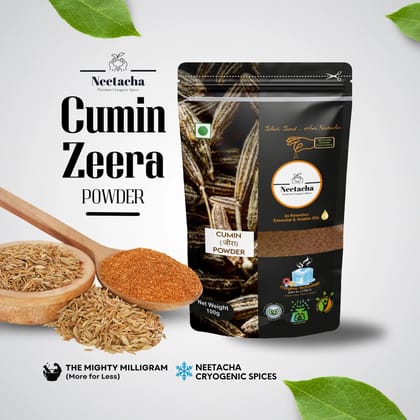 NEETACHA ENTERPRISES LLP Premium Cryogenic Cumin (Zeera) Powder I 100g I @ 35% reduced consumption I Rich in Aroma & Taste | No Artificial flavors or Coloring