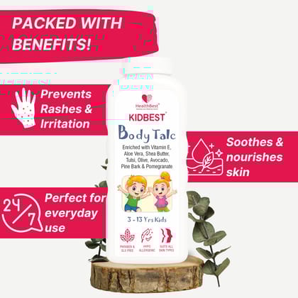 HealthBest Kids Body Powder Normal Skin, Sensitive Skin & Dry Skin, Tear, Paraben, SLS free - 100gm