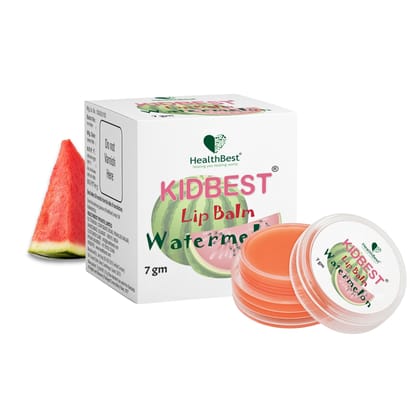 HealthBest Lip Balm for Kids & Baby - 7gm Pink - Extra Vitamin Nourishing, Soothing Lips, Tear, Paraben, SLS Free - Watermelon Flavor