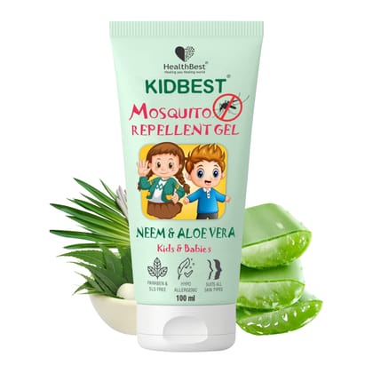 HealthBest Mosquito Repellent Cream Gel for Kids – 100 ml with Aloe Vera & Neem, DEET-Free | Safe for Babies & Children | Natural Protection from Mosquitoes | Non-Sticky | Outdoor & Indoor Use