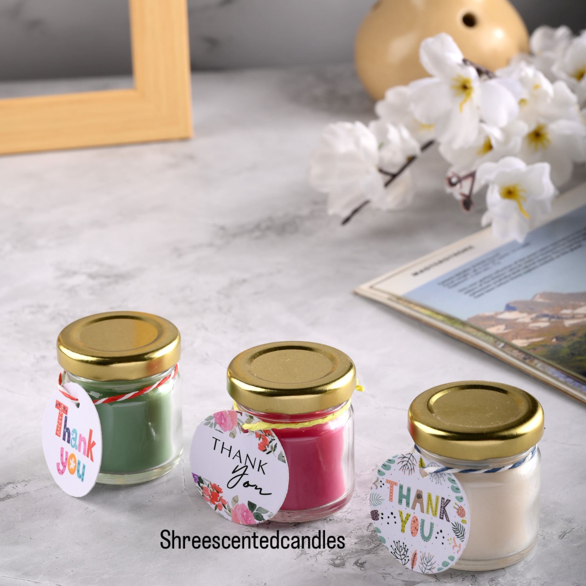 SHREE Scented Candles Trial Pack of 3 ( Marine Breeze, Lemongrass, Rose )