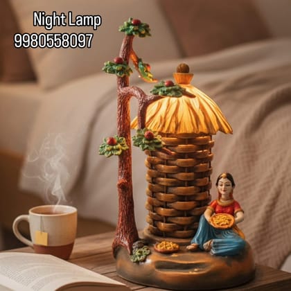 Handcrafted Village Scene  Night Lamp Showpiece - Home Decor