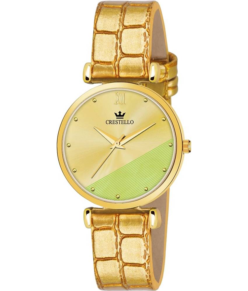Crestello - Gold Leather Analog Womens Watch