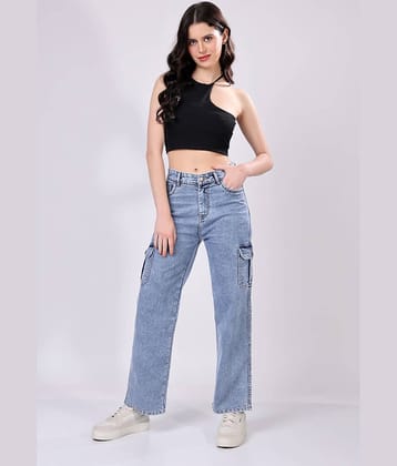 LONDON HILLS - Light Blue Denim Wide Leg Women's Jeans ( Pack of 1 )