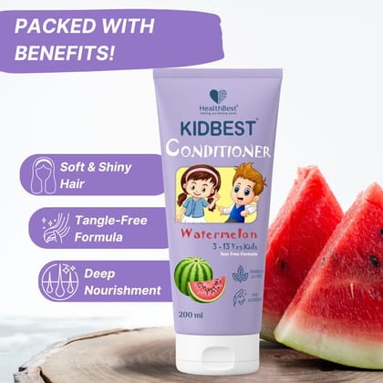 HealthBest Conditioner for Kids | Nourishing Hair | Hair Smoothing | Tear, Paraben, SLS free | Watermelon Flavor - 200ml