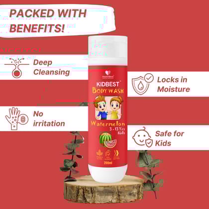 HealthBest Kids Body Wash - 200ml Tear Free Top to Toe Shower Gel for Baby with Aloe Vera, Shea Butter & Lavender Oil, Hydrating & Nourishing Cleanser for Soft & Smooth Skin, Tear, Paraben and SLS-Free