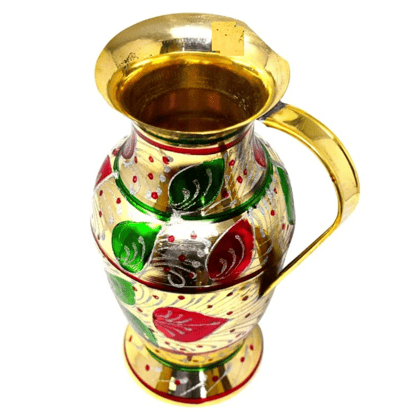 MII Art Brass Multipurpose Jug with minakari Work | Brass Item | Decorative Showpiece -(Multicolor)(Size-jug 25 cm,2 Litter) Pack of 1pcs.