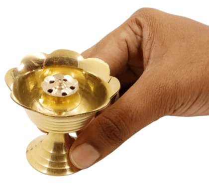 Mii Art Brass Incense Stick Holder Stand | Holder | Burner with Ash Catcher Agarbatti | Batti Stand | Plate | Dhup | Dhoop Best for Puja with 5 Holes(Size-6 cm) Pack of 1pcs.