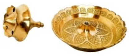 Mii Art Brass Incense Stick Holder Stand | Agarbatti | Batti Stand | Plate | Dhup | Dhoop Best for Puja with 5 Holes(Size-7 cm) Pack of 1pcs.