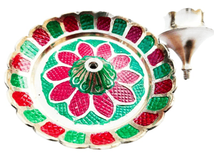 Mii Art Brass Incense Stick Holder Stand | Holder | Burner with Ash Catcher Agarbatti | Batti Stand | Plate | Dhup | Dhoop Best for Puja with 5 Holes(Size-7 cm) Pack of 1pcs.