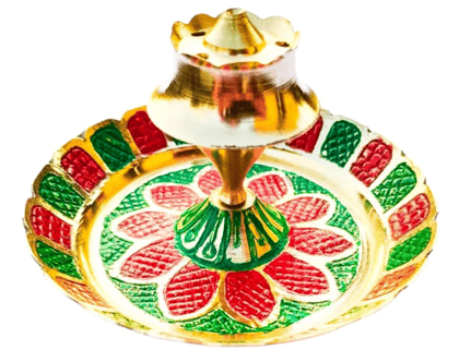 Mii Art Brass Incense Stick Holder Stand | Holder | Burner with Ash Catcher Agarbatti | Batti Stand | Plate | Dhup | Dhoop Best for Puja with 5 Holes(Size-7 cm) Pack of 1pcs.