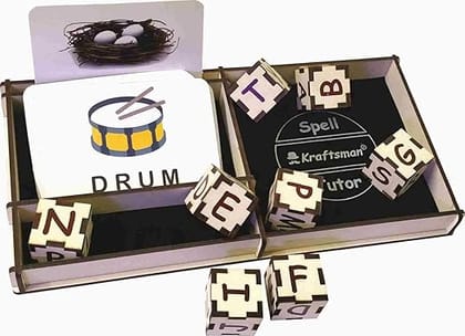 Braintastic Wooden Spell Tutor Spelling Learning & Educational Game Toy with Flash Cards for Kids