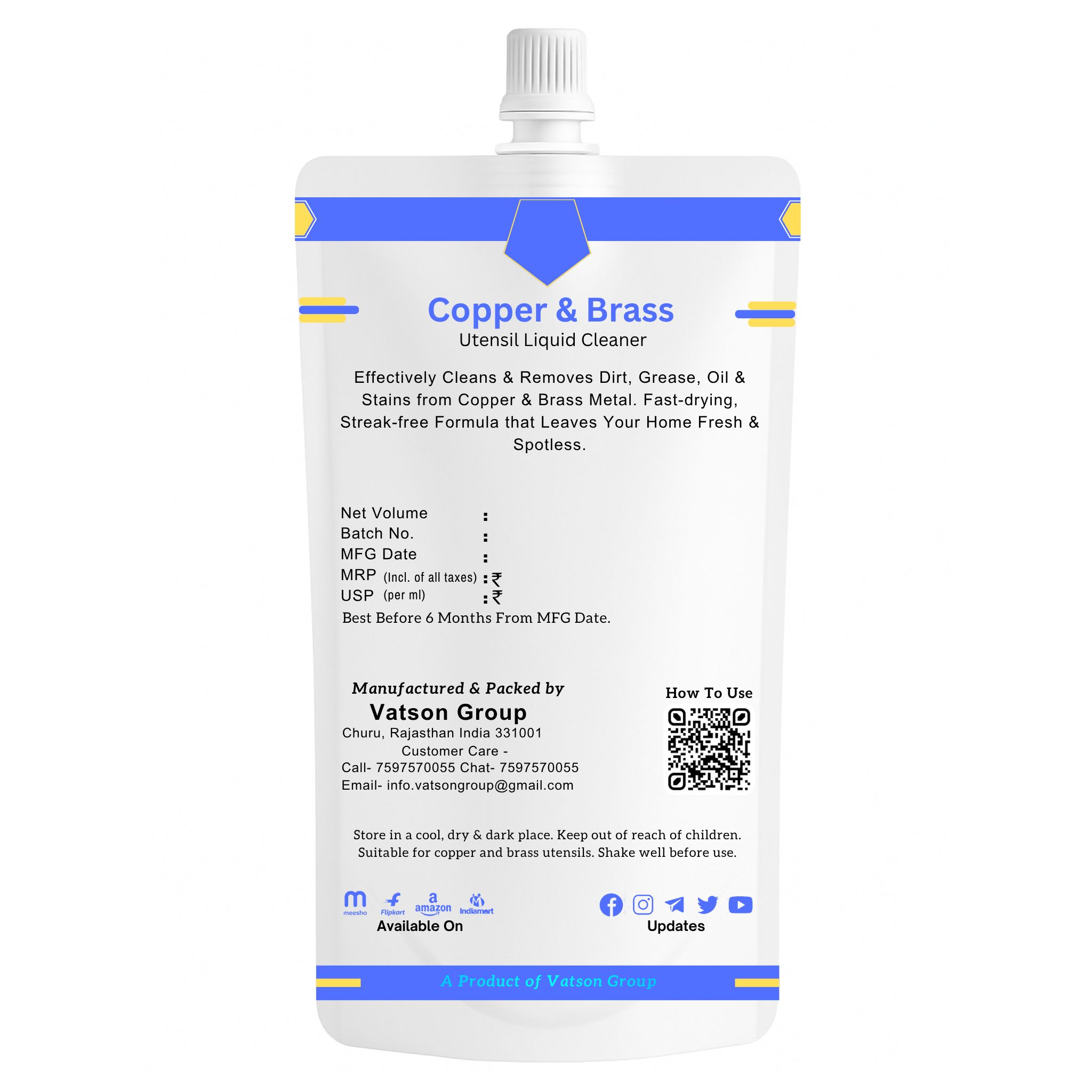 Copper & Brass Cleaner | Removes Oxidation, Dark Spots, Tarnish | Quick Shine for Utensils, Decor, Pooja Items | 100ml Refill Pack