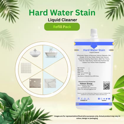 Hard Water Stain Cleaner | Removes Calcium & Mineral Deposits | Quick Shine for Tiles, Floor, Wash Basin, Bath Tub, Swimming Pool | 100ml Refill Pack