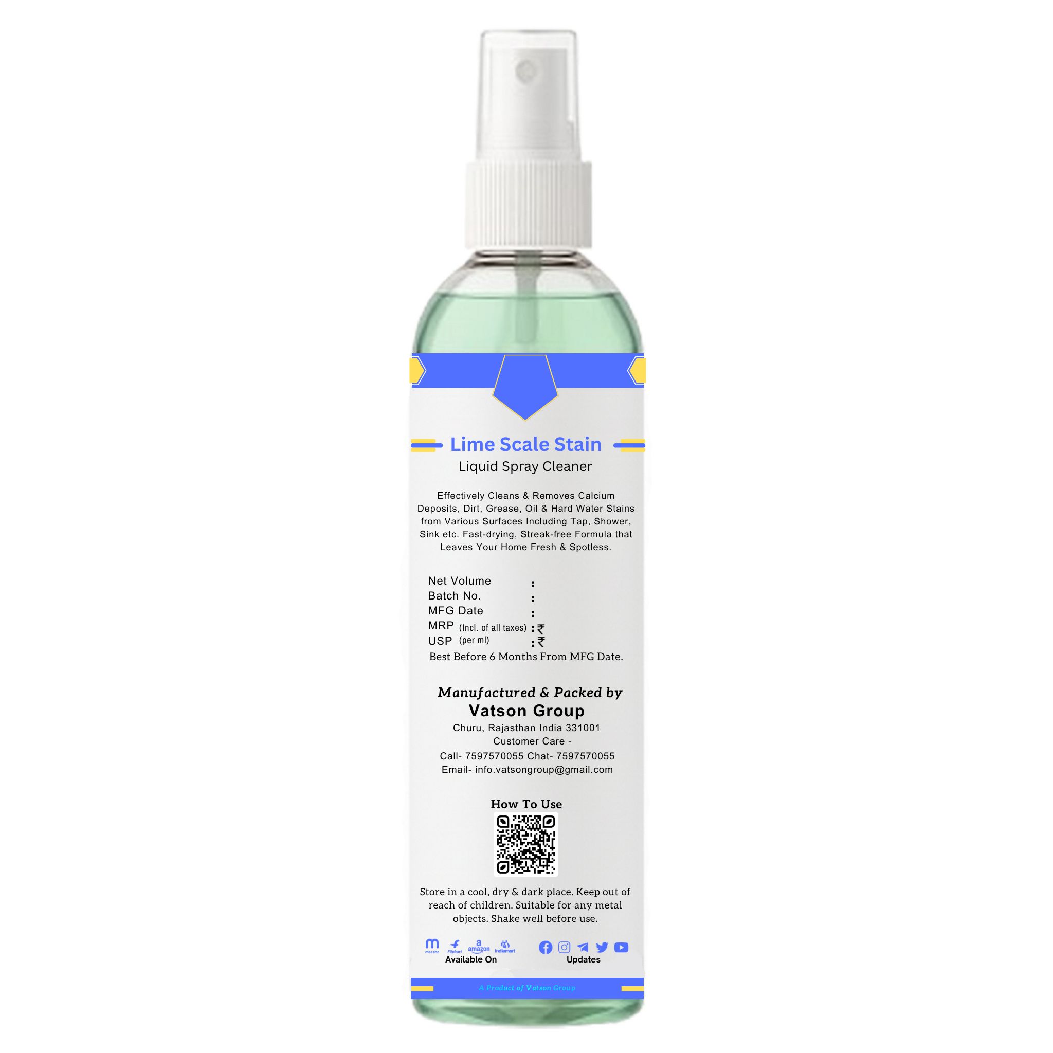 Lime Scale Stain Cleaner Spray | Removes Calcium, Mineral Deposits Descaler | Fast-Acting Shine for Tap, Faucet, Shower, Sink | 100ml 