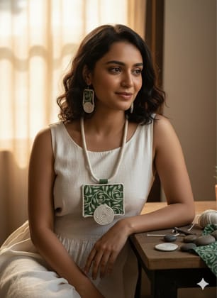 Glamvila Haritha Kala Fabric Jewellery Set