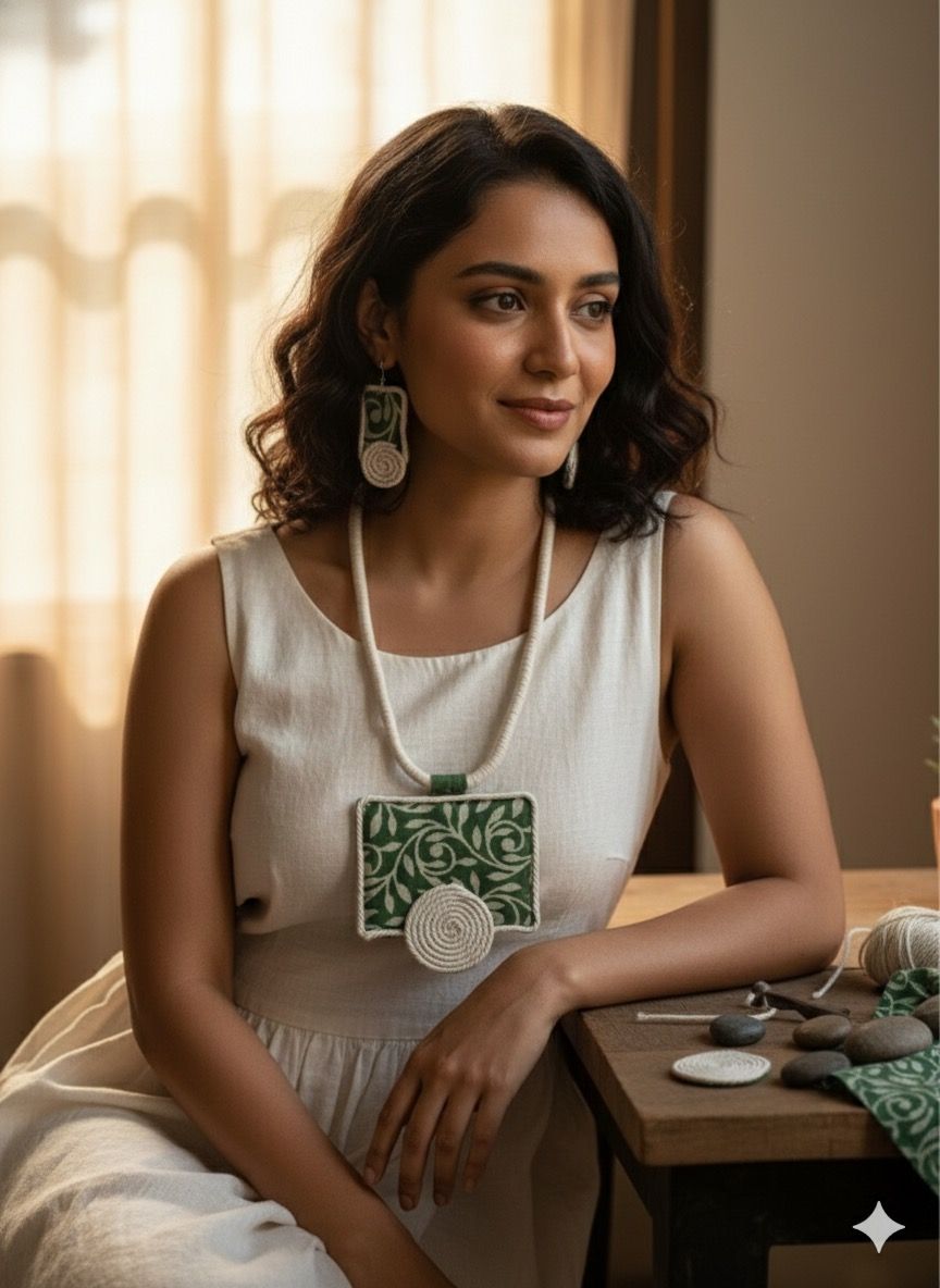 Glamvila Haritha Kala Fabric Jewellery Set