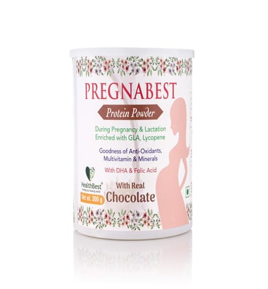 HealthBest Pregnabest Chocolate Lactation Powder - 300gm - Boost Milk Supply for Breastfeeding Moms - Antioxidants, Multivitamins & Minerals - Pregnancy & Prenatal Care