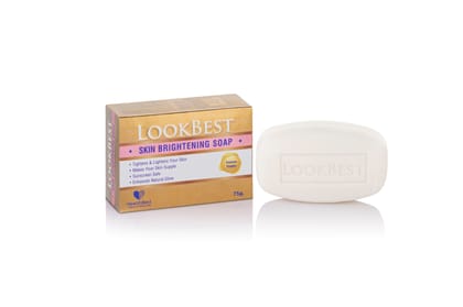 HealthBest LookBest Skin Brightening Soap 75gm (Pack of 3) with Kojic Acid, Glutathione, Arbutin & Vitamin C Gentle Tan Removal, Dark Spot Removal Bar for Face & Body, Anti-Aging All Skin Types for Men & Women