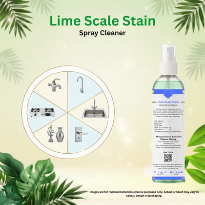 Lime Scale Stain Cleaner Spray | Removes Calcium, Mineral Deposits Descaler | Fast-Acting Shine for Tap, Faucet, Shower, Sink | 100ml with Foam Scrubber