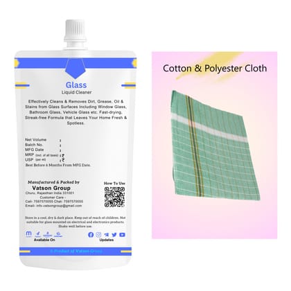 Glass Cleaner | Removes Fingerprints, Dust, Smudges & Watermarks | Quick Shine for Windows, Mirrors, Screens, Table Tops | 100ml Refill Pack with Cloth