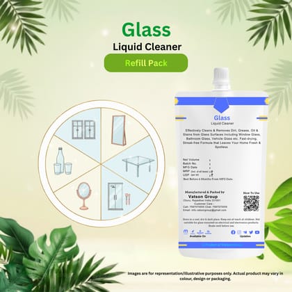 Glass Cleaner | Removes Fingerprints, Dust, Smudges & Watermarks | Quick Shine for Windows, Mirrors, Screens, Table Tops | 100ml Refill Pack with Cloth