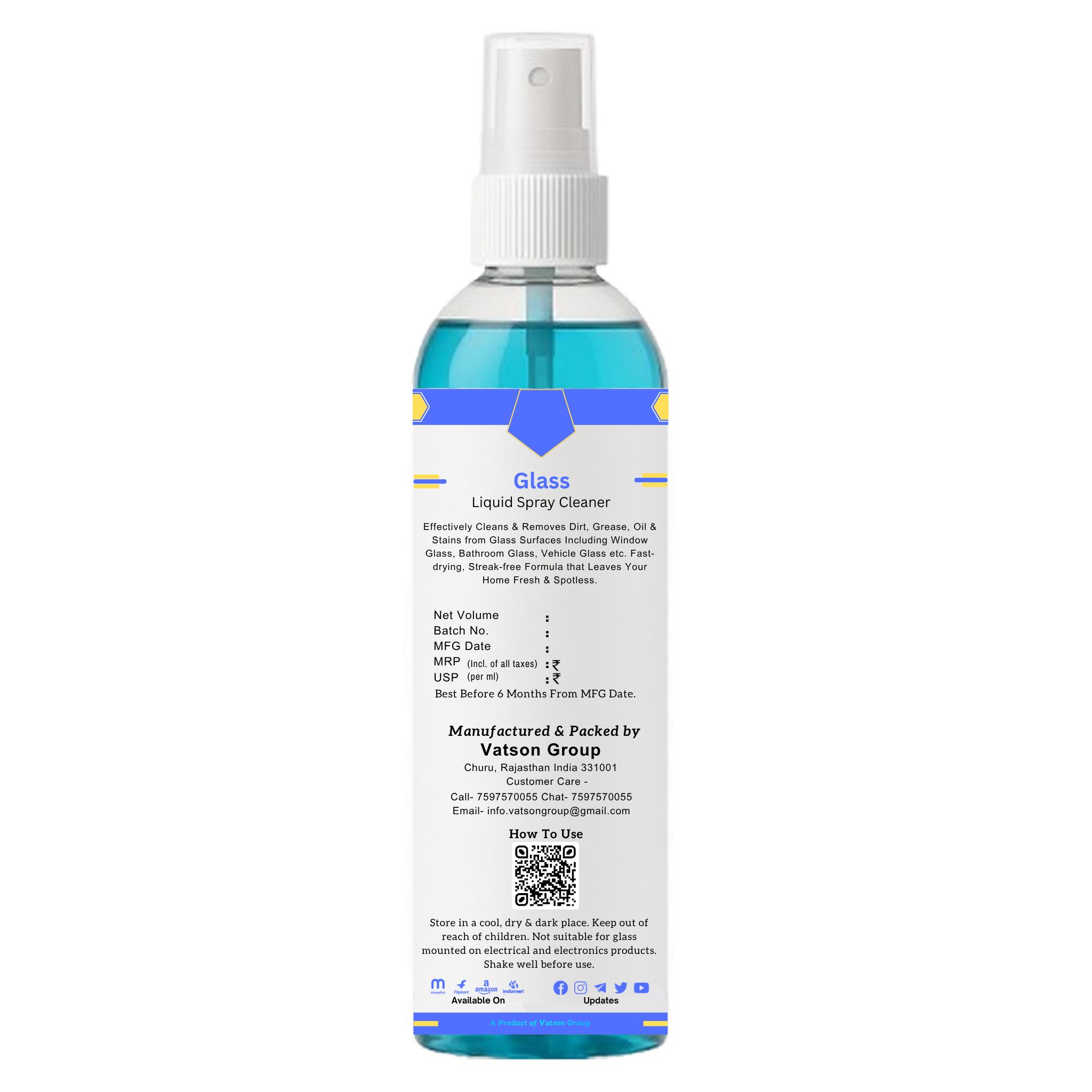 Glass Cleaner Spray | Removes Fingerprints, Dust, Smudges & Watermarks | Quick Shine for Windows, Mirrors, Screens, Table Tops | 100ml