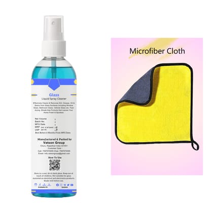 Glass Cleaner Spray | Removes Fingerprints, Dust, Smudges & Watermarks | Quick Shine for Windows, Mirrors, Screens, Table Tops | 100ml with Microfiber Cloth