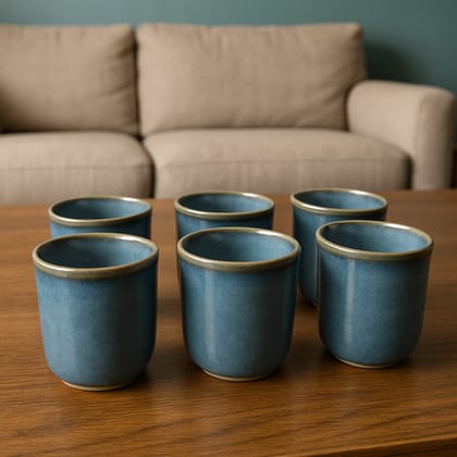 Artisanal Blue-Grey Ceramic Mug (Pack of ^) Artisanal Blue-Grey Ceramic Mug (Pack of ^)