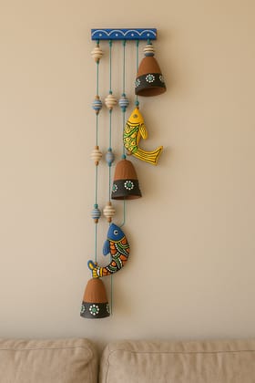 Handicraft Terracotta Fish and Bell Wind Chime Handicraft Terracotta Fish and Bell Wind Chime